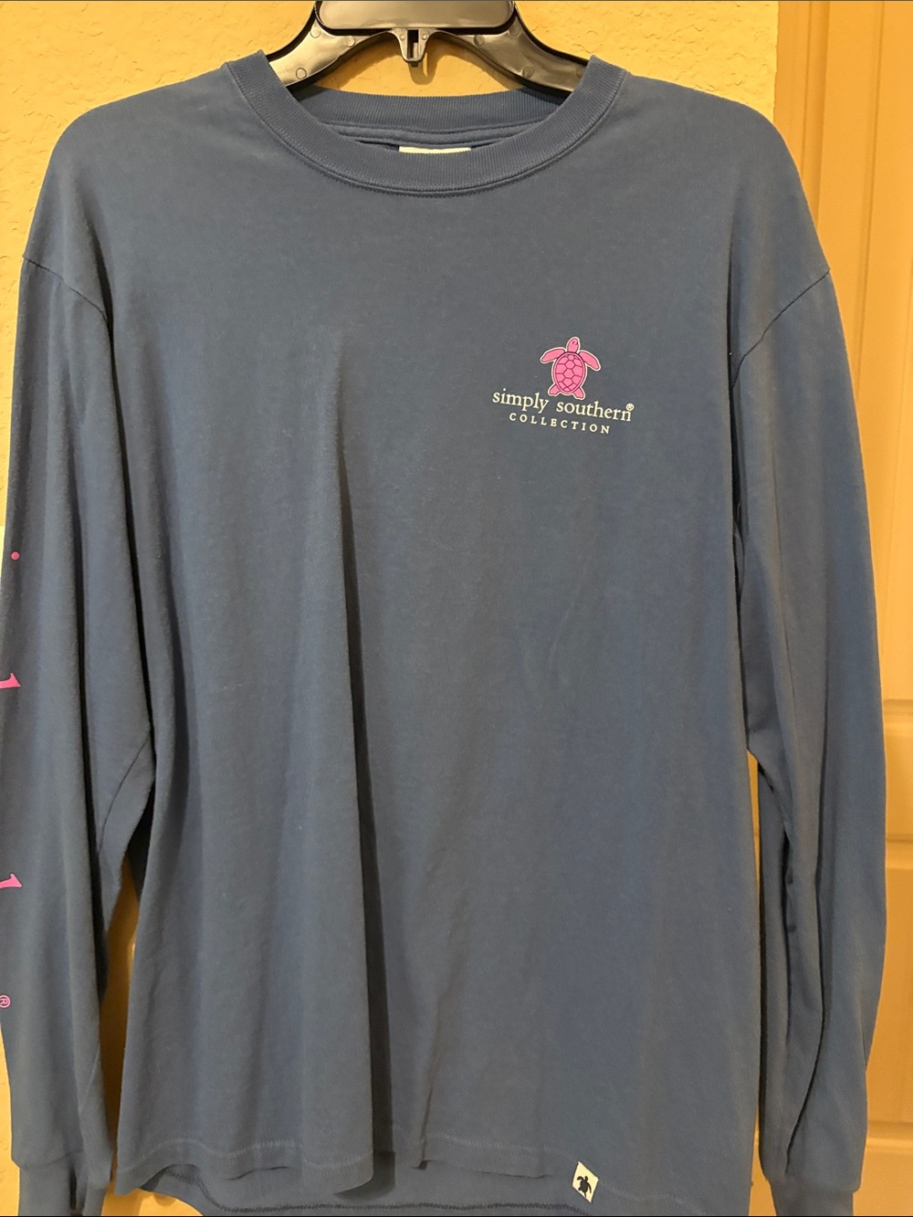 Simply Southern Dusty Blue Long Sleeve Tee with Pink Turtle Logo